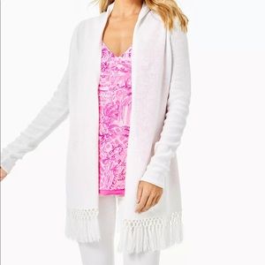 LP Tatum Fringe Long Hem Sweater Sz S white